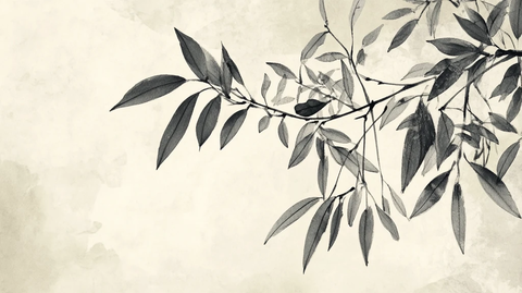 新中式手绘竹林花鸟