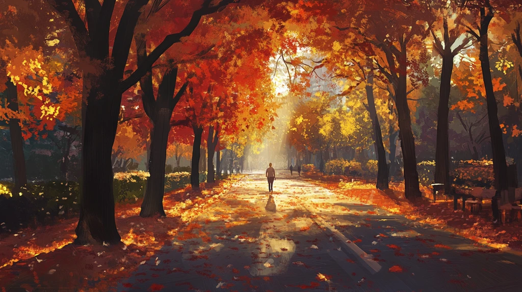 唯美夕阳小路树荫道路