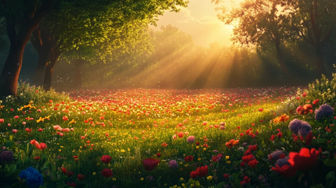 唯美梦幻花田场景