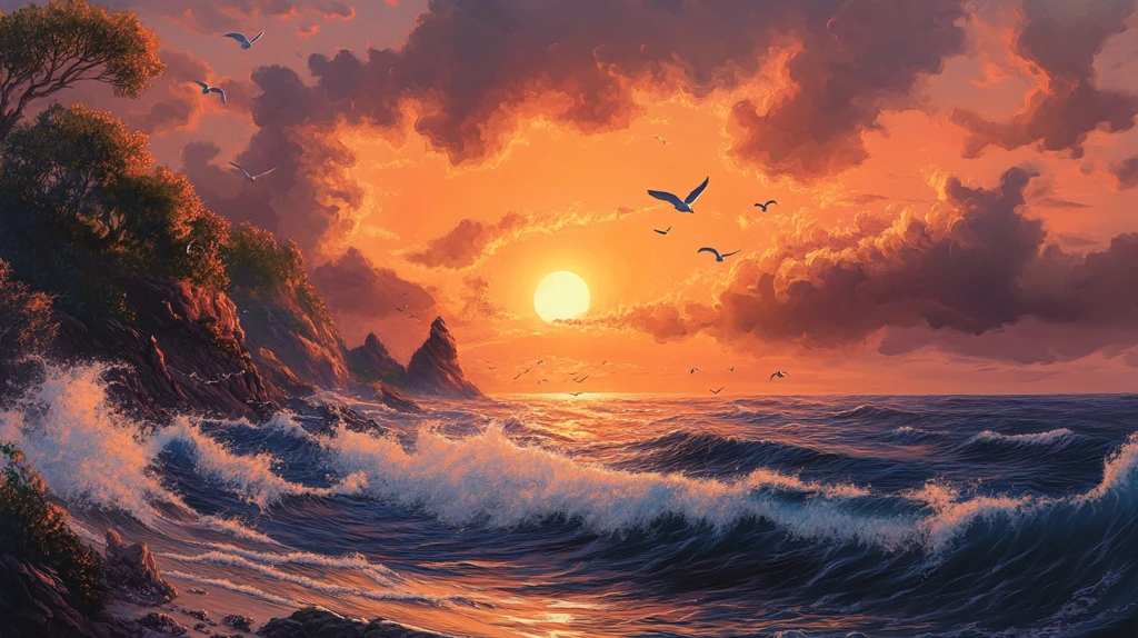 欧美手绘海景油画