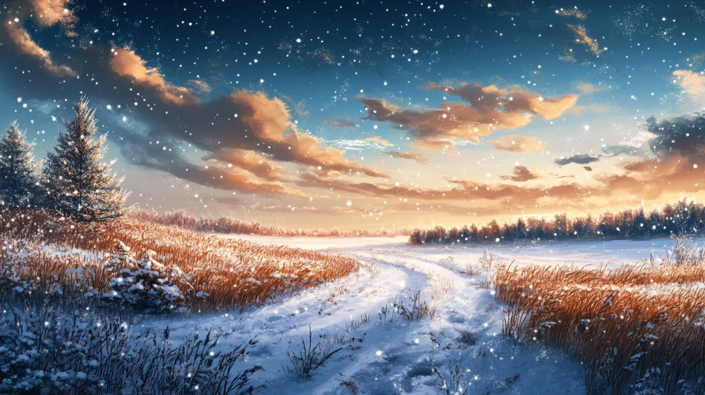 手绘雪夜风景无框画