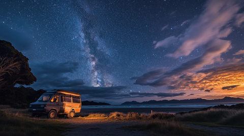 繁星下的汽车