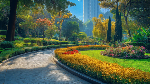 宁静夏日城市绿化