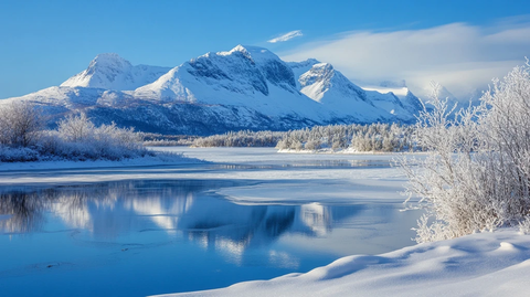 雪山河流湿地草壁纸
