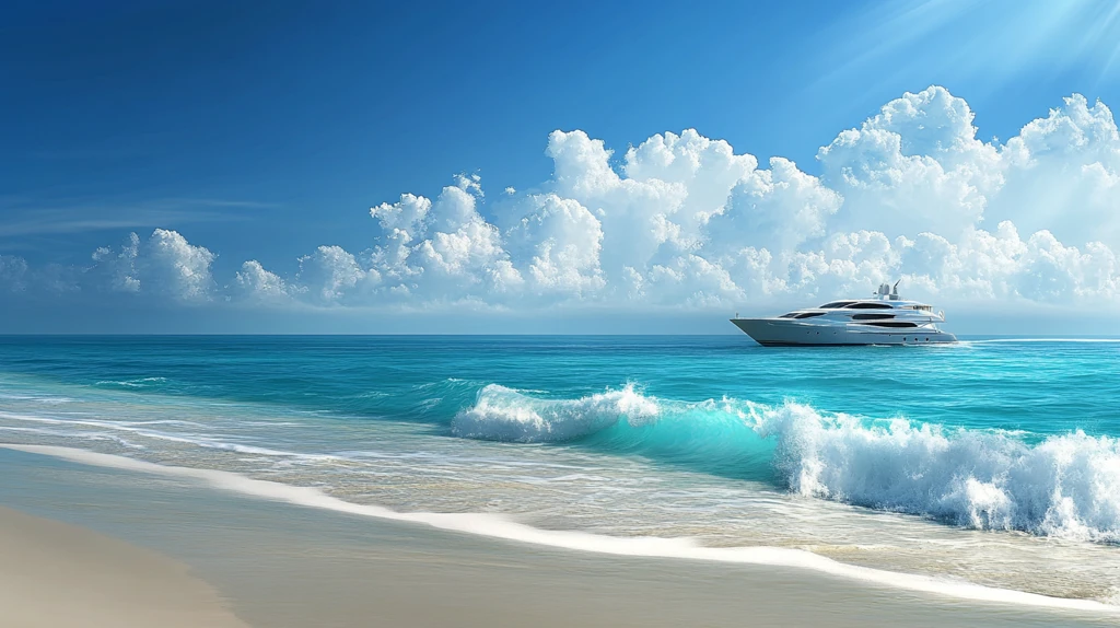 海滩风景海边船舶