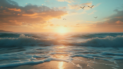 大海日出背景图片