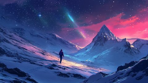 极光下的徒步之旅