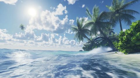 阳光海滩椰树浪涛