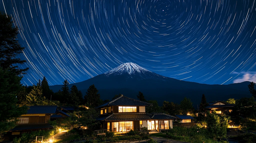 灯光富士山夜景