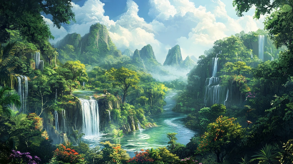 高清瀑布背景墙壁纸