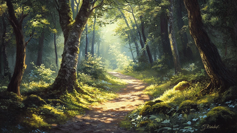 电脑装饰油画阳光森林