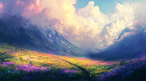 唯美梦幻花田场景