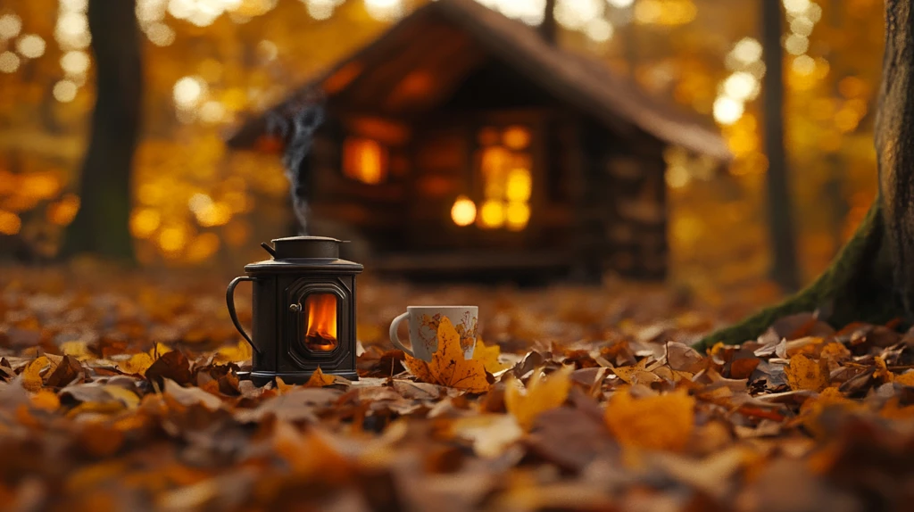 落叶堆里的茶杯