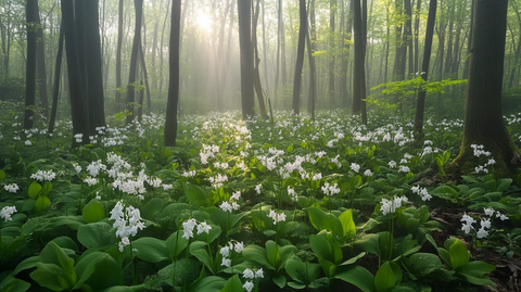 春季森林与杜鹃花