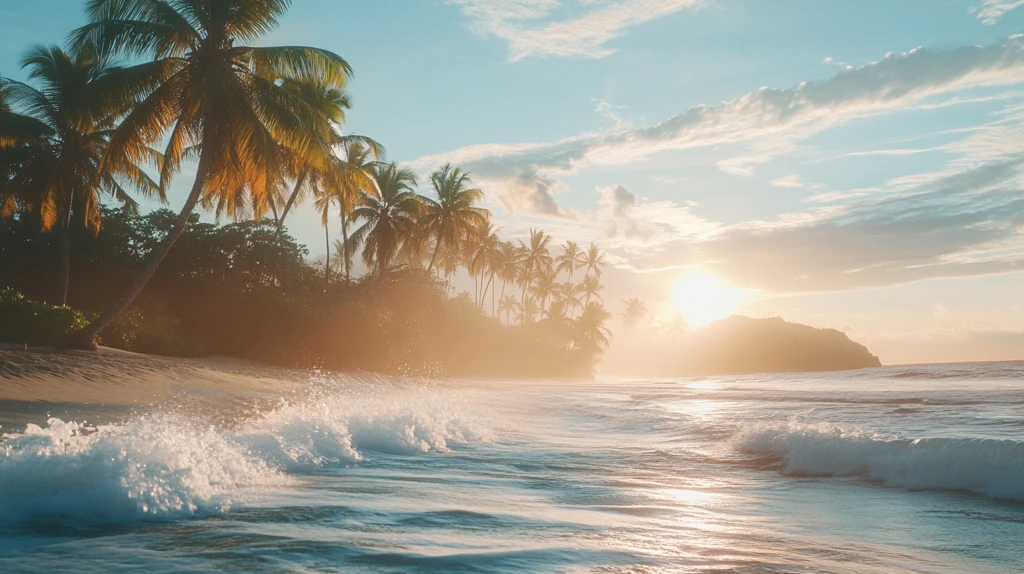 热带岛屿日落海滩风光