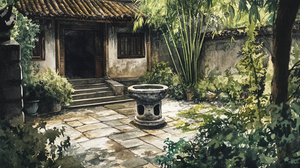 古风庭院插画