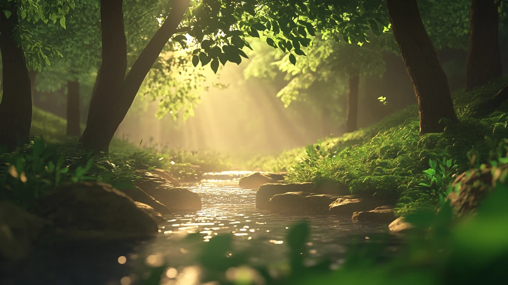 阳光下的小溪