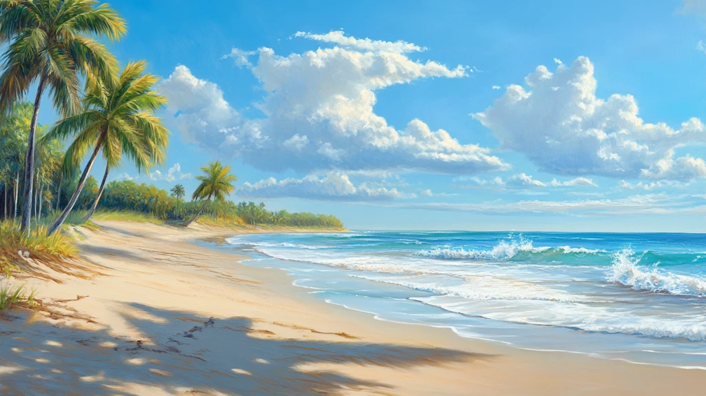 唯美海岸风景插画