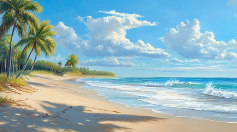 唯美海岸风景插画