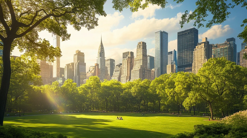 绿色纽约风景名胜艺术