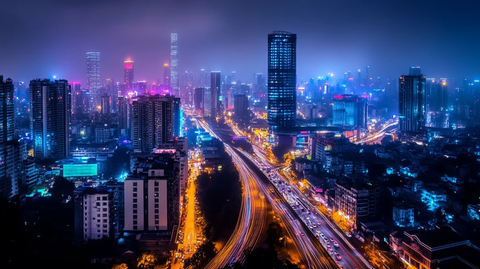 城市夜色繁忙景