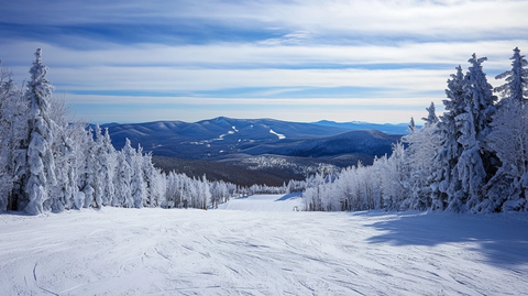 蓝天白云冬季森林雪原