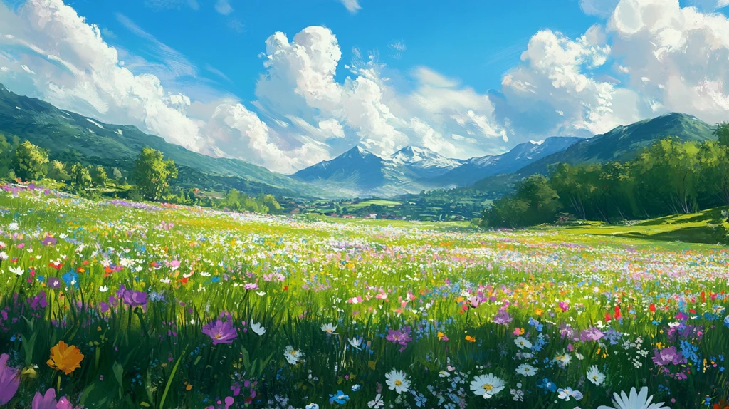 唯美梦幻花田场景