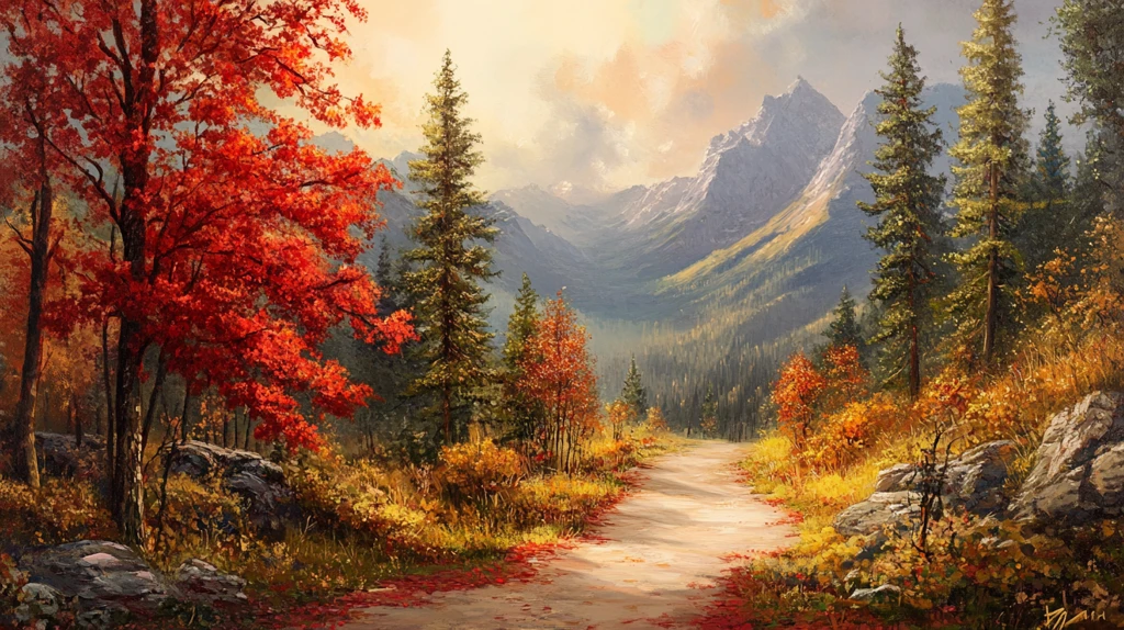 秋天森林画秋天壁纸