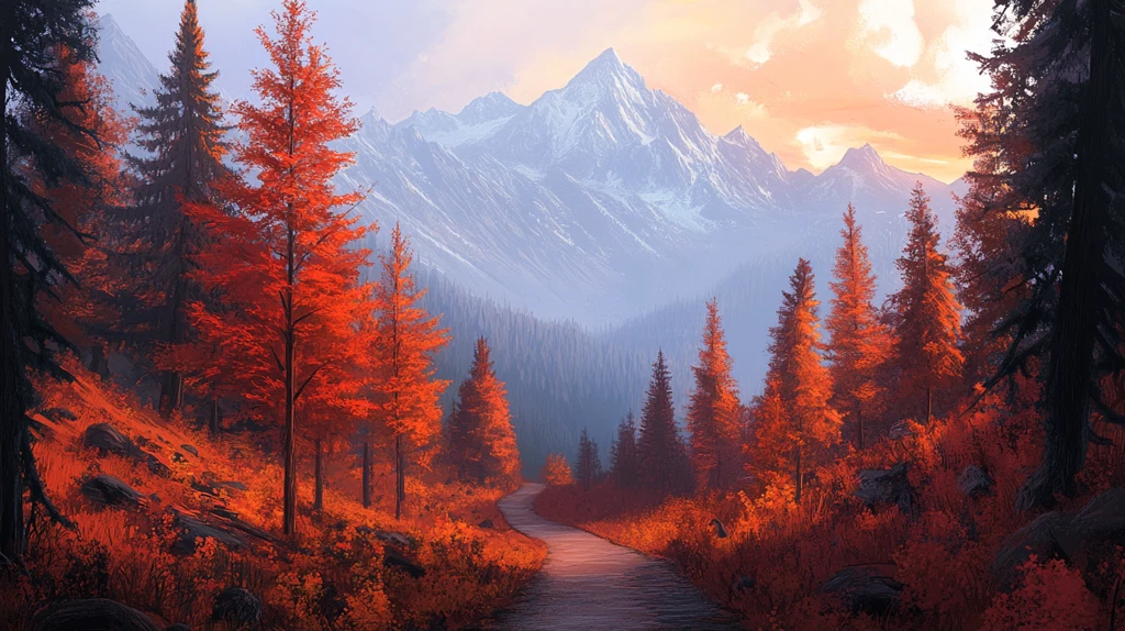 秋天森林画秋天壁纸