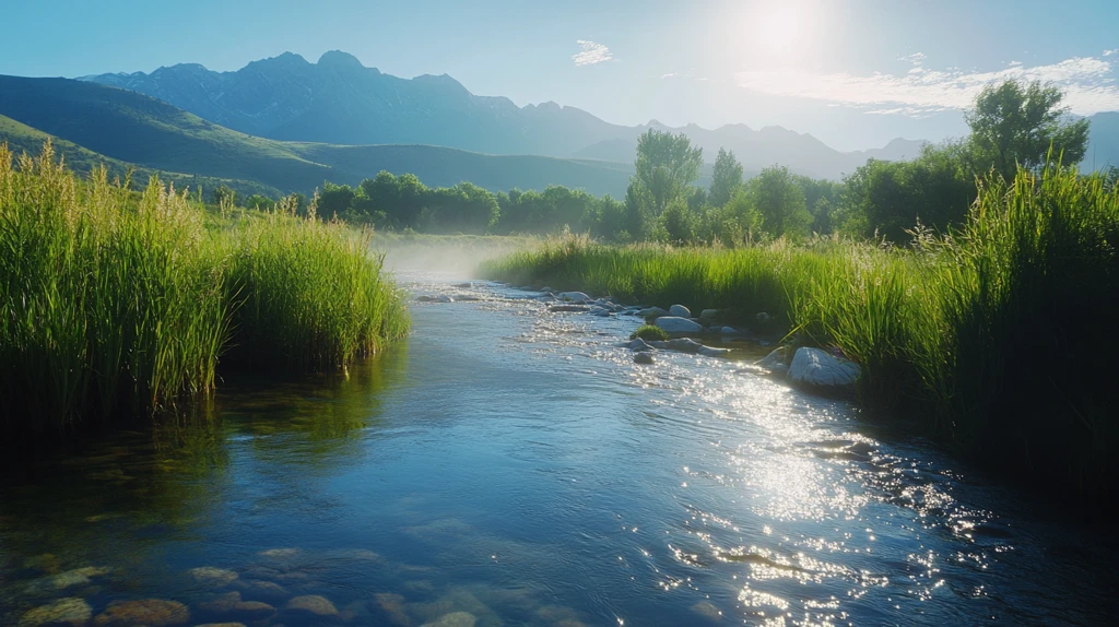 小溪日出全景图