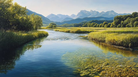 雪山河流湿地草壁纸