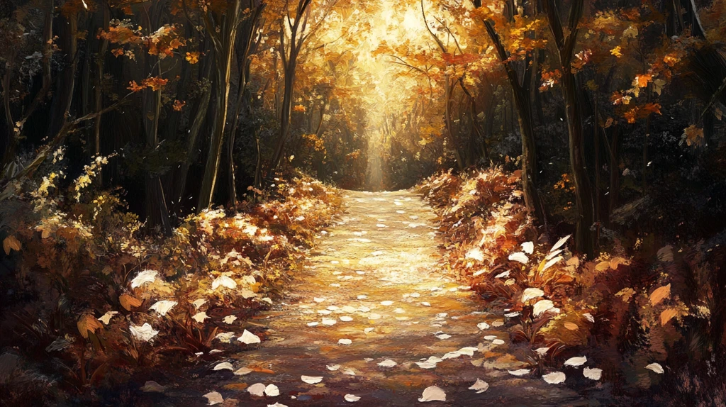 秋天森林画唯美秋色