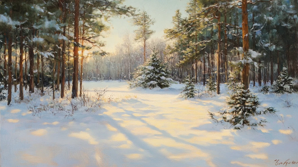 冬天森林夕阳雪景