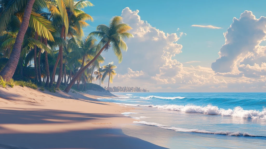 唯美海岸风景插画