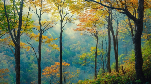 云雾森林深山秋色