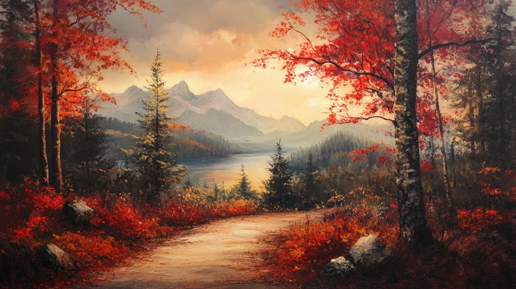 秋天森林画秋天壁纸