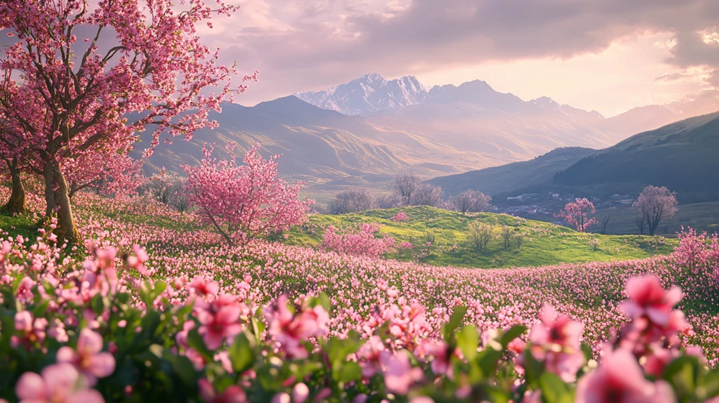 唯美山花意境桃花