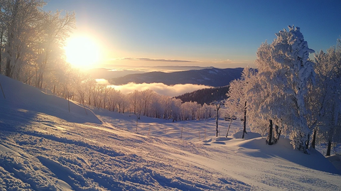 冬季东北雪景日出阳光