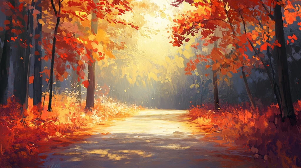 秋天森林画唯美秋色