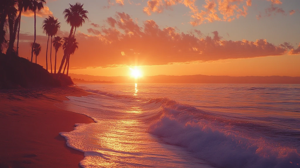 海边夕阳落日余晖背景