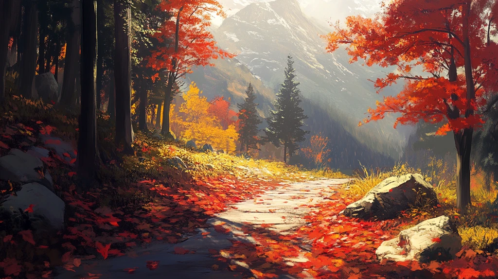 秋天森林画秋天壁纸