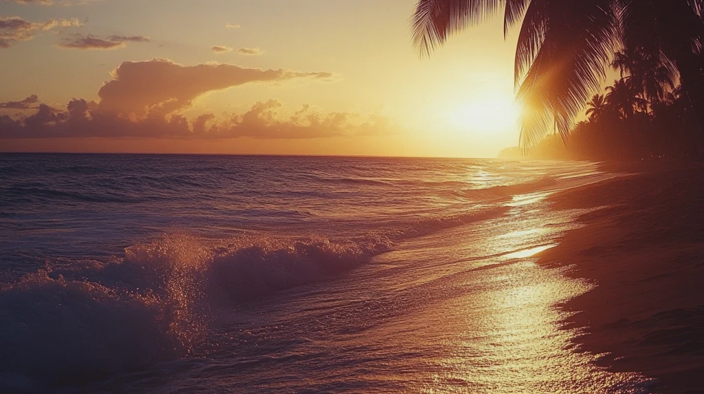 海边夕阳落日余晖背景