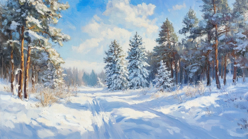 雪景油画
