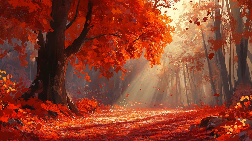 秋天森林画唯美秋色