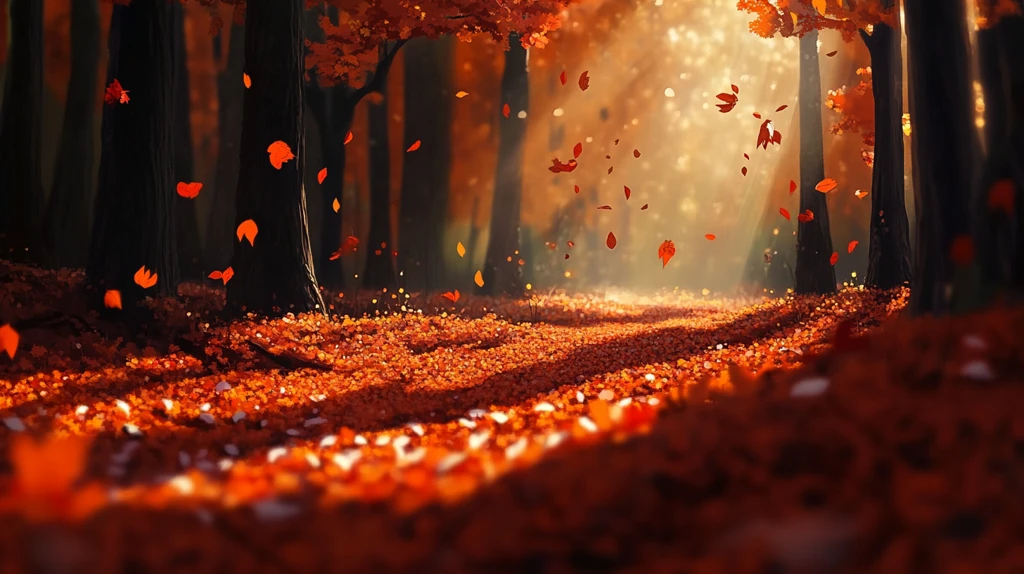 秋季林间小路落叶