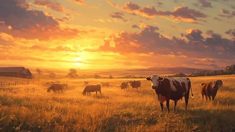 牧场夕阳下的宁静