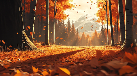 秋季林间小路落叶