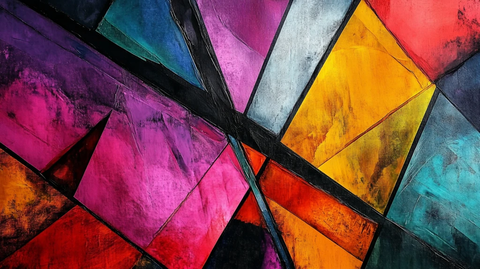 彩色多边形染色玻璃画