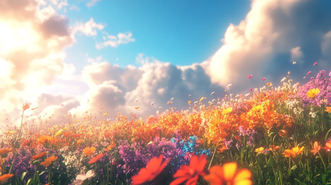 唯美梦幻花田场景