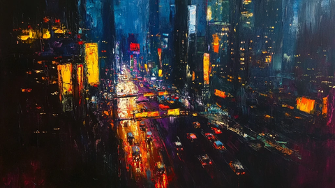 城市之夜油画